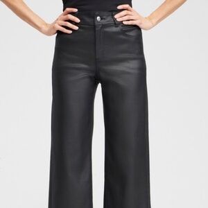 Chicos Wide Leg Black Coated Pants